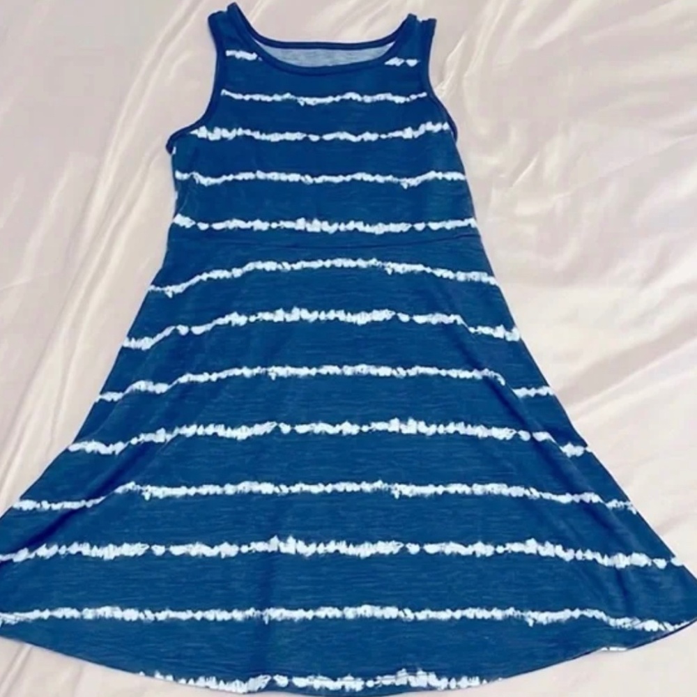 SO Girls Favorite Skater Dress Size 7 Soft Comfy Cute Blue & White Sleeveless